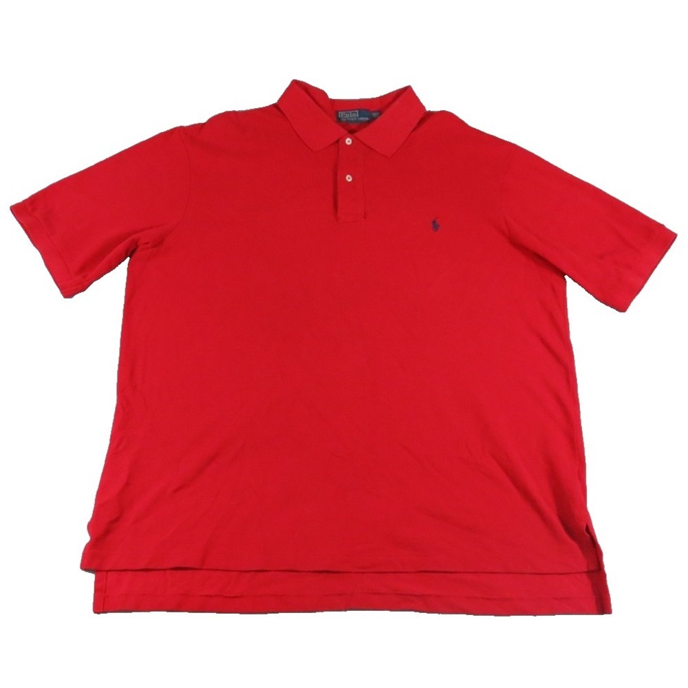 Ralph Lauren Polo Shirt Men 2XLT Red Cotton Pique Big Tall Blue Pony Classic EUC